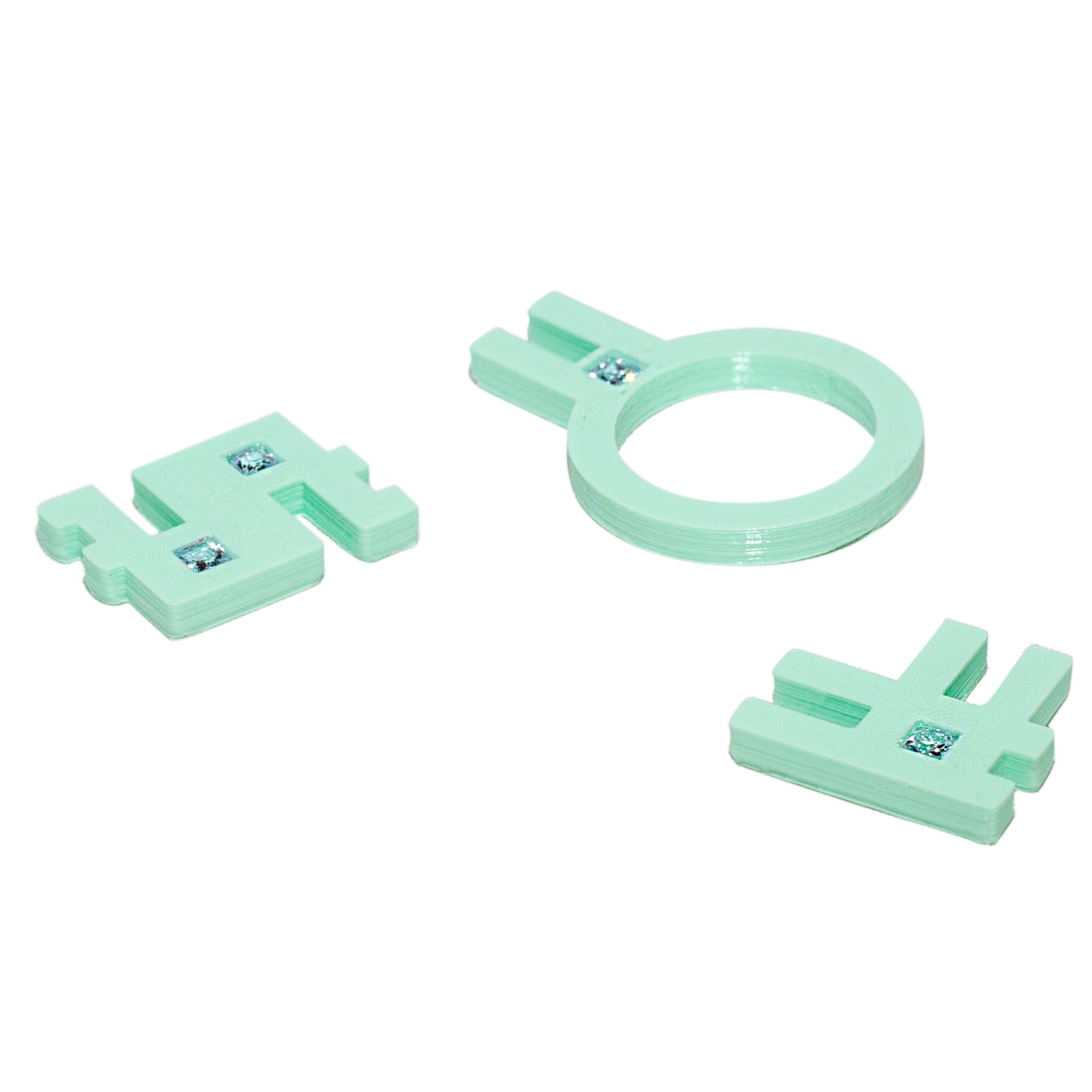 Printed PLA & Cubic Zirconia Connection Ring Set